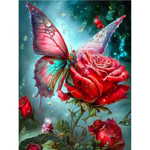 Stitch YI BRIGHT Foret complet diamant broderie rose fleur papillon fait à la main strass peinture florale décoration de la maison bricolage artisanat