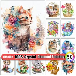 Stitch Yimeido 100% Crystal Diamond Painting Animal Cat Cat Bag DIY DIAMONDEMENT DE LA MOSAIS