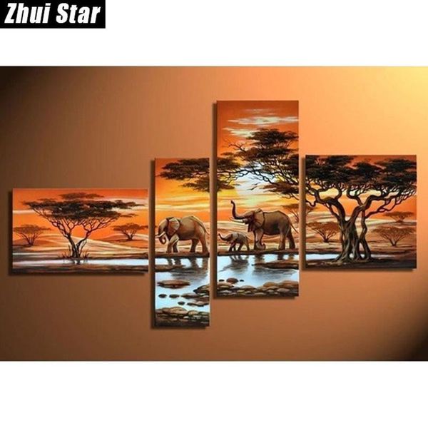 Stitch Zhui Star 5d DIY Full Square Diamond Painting Elephant Family Multiacture Combinaison broderie Cross Cross Stitch Mosaic Decor