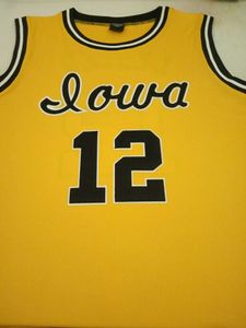 Gestikte #12 Ronnie Lester Iowa Hawkeyes Basketball Jersey op maat elke naam nummer jersey