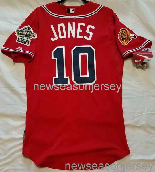 Cousu 1995 série mondiale PATCH CHIPPER JONES COOL BASE JERSEY hommes femmes jeunesse maillot de Baseball XS-5XL 6XL