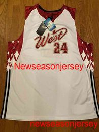Gestikt 2007 All Star West Jersey Mvp #24 Borduurshirt Maat XS-5XL Custom Elke naam Nummer Basketbalshirts