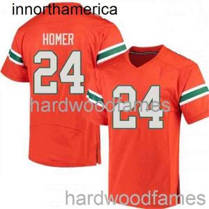 Gestikt 2020 24 Travis Homer Miami Hurricanes Orange NCAA voetbalshirt Men Women Jeugd XS-5XL 6XL