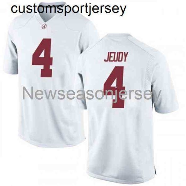 Cousu 2020 Alabama Crimson Tide # 4 Jerry Jeudy Jersey Blanc NCAA Personnalisé n'importe quel numéro de nom XS-5XL 6XL