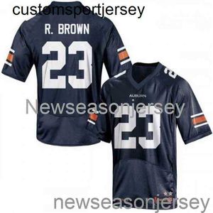 Cousu 2020 NCAA # 23 Ronnie Brown Tigers Navy Football Jersey Personnalisé n'importe quel numéro de nom XS-5XL 6XL