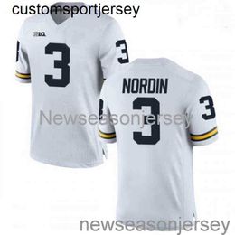 Cousu 2020 Quinn Nordin Michigan Wolverines Blanc NCAA Football Jersey Personnalisé n'importe quel numéro de nom XS-5XL 6XL