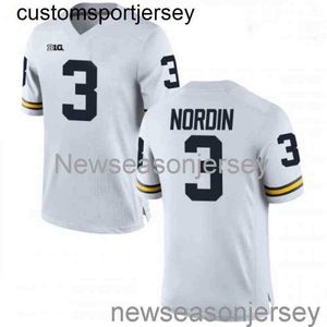 Gestikt 2020 Quinn Nordin Michigan Wolverines Wit NCAA Voetbalshirt Op maat elk naamnummer XS-5XL 6XL