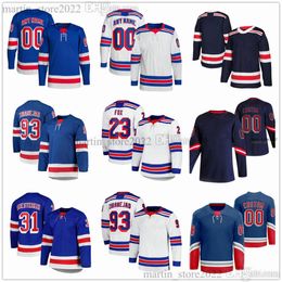 Gestikte hockeyshirts 2023/24 23 Adam Fox 31 lgor Shesterkin 93 Mika Zibanejad 10 Artemi Panarin 20 Chris Kreider 11 Mark Messier 13 Alexis Lafreniere 24 Kaapo Kakko