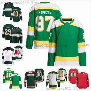 Jerseys de hockey cosidos 2023-24 33 Alex Goligoski 2 Calen Addison 26 Connor Dewar 21 Brandon Duhaime 90 Marcus Johansson 10 Vinni Lettieri 48 Daemon Hunt Dakota Mermis