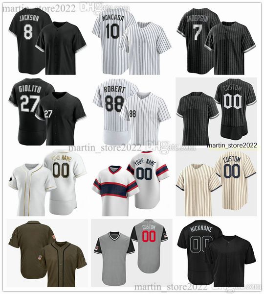 Maillots de baseball cousus 2023 7 Tim Anderson 88 Luis Robert Jr 10 Yoan Moncada 74 Eloy Jimenez Lucas Giolito Gregory Santos 35 Frank Thomas 72 Carlton Fisk 8 Bo Jackson