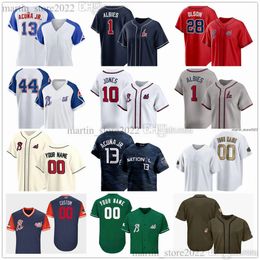 Maillot de baseball cousu 2024 10 Chipper Jones 12 Sean 3 Dale Murphy 44 Hank Aaron 20 Marcell Ozuna 77 Joe Jimenez 40 Reynaldo Lopez 55 Bryce Elder 26 Raisel Iglesias