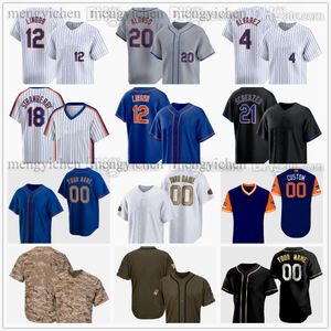 Maillot de baseball cousu 2024 20 Pete Alonso 9 Brandon Nimmo 4 Francisco Alvarez 34 Kodai Senga 1 Jeff McNeil 22 Brett Baty 6 Starling Marte 2 Omar Narvaez 62 Quintana