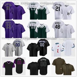 Maillot de baseball cousu 2024 23 Kris Bryant 19 Charlie Blackmon 24 Ryan McMahon 48 German Marquez 21 Kyle Freeland 44 Elehuris Montero 7 Brendan Rodgers 4 Toglia