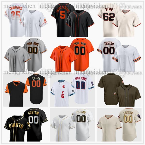 Maillot de baseball cousu 2024 35 Brandon Crawford 28 Buster Posey 9 Matt Williams 22 Will Clark 31 Alyssa Nakken 5 Mike Yastrzemski 8 Michael Conforto62 Logan Webb