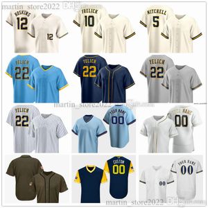 Gestikt honkbalshirt 2024 41 Joe Ross 45 Abner Uribe 38 Devin Williams 46 Bryse Wilson 13 Eric Haase 76 Jeferson Quero 99 Gary Sanchez 48 Colin Rea 9 Jake Bauers