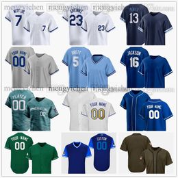 Maillot de baseball cousu 2024 5 George Brett 4 Alex Gordon 16 Bo Jackson 7 Bobby Witt Jr. 13 Salvador Perez 38 Josh Taylor 9 Vinnie Pasquantino 51 Brady Singer 32 Pratto