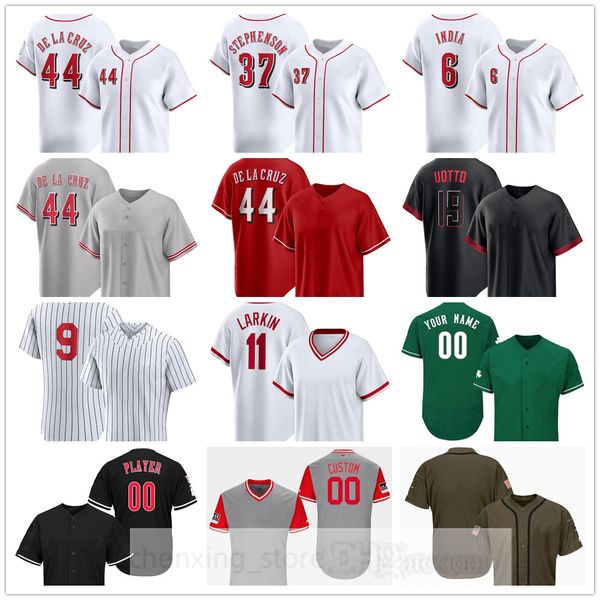 Jerseys de béisbol cosidos 2024 30 Ken Griffey Jr. 11 Barry Larkin 8 Joe Morgan 5 Johnny Bench 14 Pete Rose 19 Joey Votto 21 Hunter Greene 41 Andrew Abbott 70 Tejay Antone