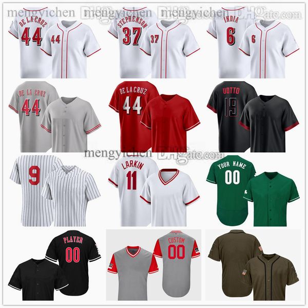 Maillots de baseball cousus 2024 55 Brandon Williamson 48 Alex Young 22 Luke Maile 2 Jose Barrero 3 Jeimer Candelario 16 Noelvi Marte 30 Will Benson 17 Stuart Fairchild