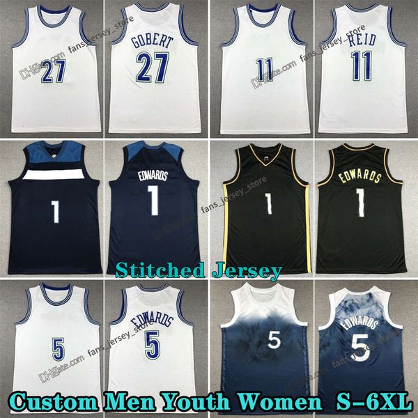 Cousue 2024 Jerseys de basket-ball 11nazreid 27rudygobert 3jadenmcdaniels 32karl-Anthonytowns 5anthony dwaros edwardsgarnett coutume young women jersey