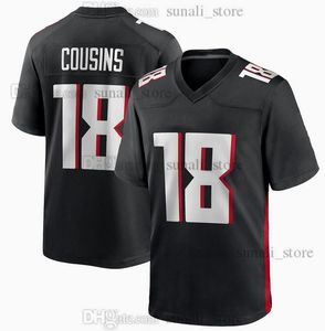 Gestikte 2024 NIEUWE VOEDERING JERSEY 18 Kirk Cousins Sport Black Red White Game Mens Women Youth Embroidery