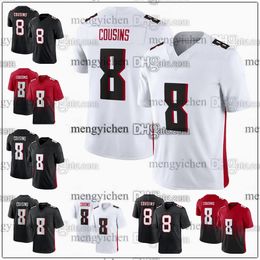 Cosido 2024 New Football Jersey 8 Kirk Cousins Deportes Negro Rojo Blanco Juego Hombres Mujeres Jóvenes Todo bordado