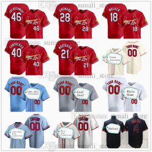 Cousue 2024 Jersey de baseball rouge de la ville rouge 46 Paul Goldschmidt 28 Nolan Arenado 0 Masyn Winn 21 Lars Nootbaar 40 Willson Contreras 18 Walker 5 Pujols 6 Musial 1 Ozzie Smith