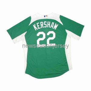 Cosido # 22 CLAYTON KERSHAW verde JERSEY Hombres Mujeres Juventud Béisbol Jersey XS-5XL 6XL