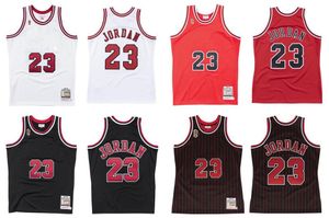 Cousu 23 Michael S-6XL Maillot Mitchell Ness 1995-96 Trophée de la finale Mesh Hardwoods Classics Maillot rétro Hommes Femmes Jeunesse blanc noir rouge 23