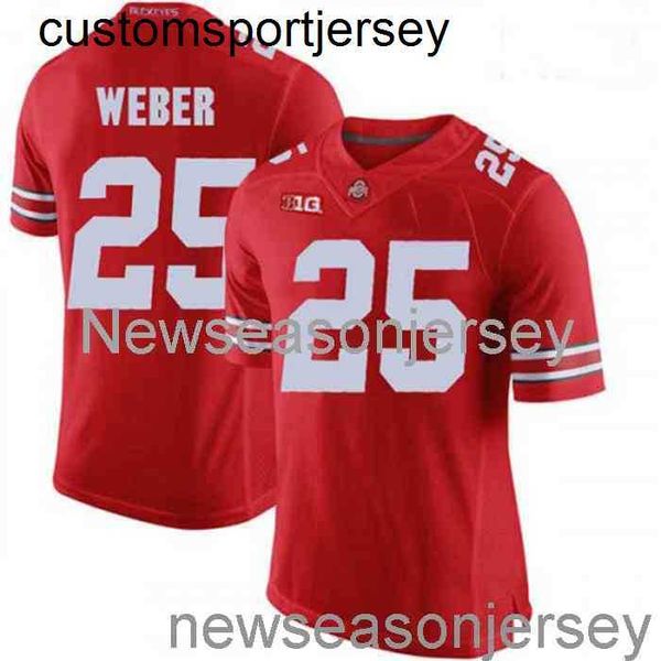 Cousu 25 Mike Weber Ohio State Buckeyes Rouge 2020 NCAA Football Jersey Personnalisé n'importe quel numéro de nom XS-5XL 6XL