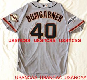 Cousu # 40 MADISON BUMGARNER Gris JERSEY Maillots Hommes Femmes Jeunes Baseball XS-5XL 6XL