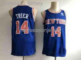 Gestikte Allonzo Trier Blue 14 Swingman Sewn Jersey Personaliseer elk nummer naam XS-5XL 6XL basketbal jersey