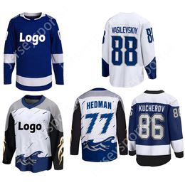 Maillots de hockey américain cousus Tampa Bay 21 point 77 Hedman 86 Kucherov 88 Vasilevskiy 91 Stamkos accepter la coutume