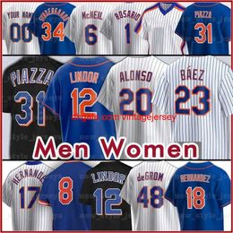 Gestikte honkbal 23 Javier Baez Baseball Jerseys 48 Jacob Degrom 20 Pete Alonso 16 Dwight Gooden 17 Keith Hernandez 52 Yoenis Cespedes Jeff McNeil