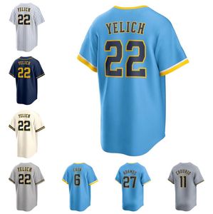 Jerseys de baseball cousus Christian Yelich à la maison Jersey Men des femmes jeunes S-6XL