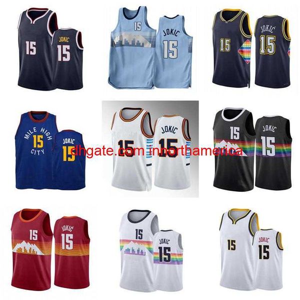 Maillot de basket cousu 15 Jokic 2022-23 blanc nouvelle saison hommes maillots de ville pour jeunes en stock