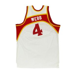 Maillot de basket-ball cousu Spud Webb 1986-87 blanc Mesh Hardwoods Classics maillots rétro hommes femmes jeunesse S-6XL