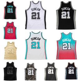 Gestikt basketbalshirt Tim Duncan 1998-99 2001-02 finale mesh hardhout klassieke retro jersey heren dames jeugd S-6XL