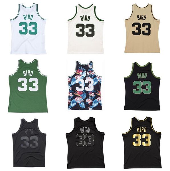 Camisetas de baloncesto cosidas # 33 Larry Bird 1985-86 verde blanco Malla Hardwoods Classics retro jersey Hombres Mujeres Jóvenes S-6XL verde