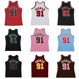 Camisetas de baloncesto cosidas Dennis Rodman 1995-96 1997-98 malla Hardwoods camiseta retro clásica Hombres Mujeres Jóvenes S-6XL