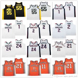 Maillots de basket-ball cousus Iowa 55 luka garza gonzaga 1 suggs jalen 2 draw timme 24 corey kispert Illinois 11 Ayo dosunmu 21 Kofi Cockburn Jersey