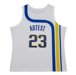 Camisetas de baloncesto cosidas Ron Artest 2003-04 malla Hardwoods camiseta retro clásica S-6XL