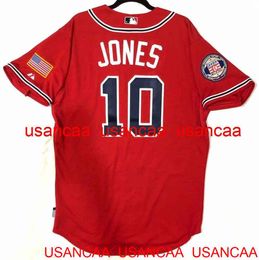 Gestikte chipper Jones coole base jersey throwback jerseys mannen vrouwen jeugd honkbal xs-5xl 6xl