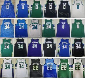 Stitched City Basketball Giannis Antetokounmpo Jersey 34 Hombres Damian Lillard 0 Khris Middleton 22 Negro Azul Blanco Verde Equipo para fanáticos del deporte Ganado Icon Shirt Oferta