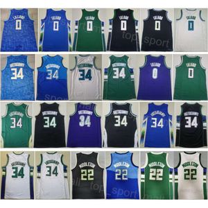 Stitched City Basketball Giannis Antetokounmpo Jerseys 34 Heren Damian Lillard 0 Khris Middleton 22 Zwart Blauw Wit Groen Team Voor Sportfans Verdiend Icon Shirt Sale