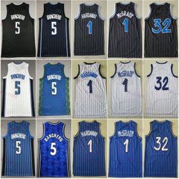 Stitched City Basketball Paolo Banchero Jersey 5 Tracy McGrady Penny Hardaway 1 Equipo masculino para fanáticos del deporte Declaración clásica Asociación obtenida Negro Azul Blanco