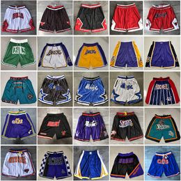 Classé Classic Just Don Retro Basketball Shorts Men avec des poches POCKETS Gym d'entraînement Pantalon Pantalon Sports Hip Pop Pant Bourts de maille Breffe