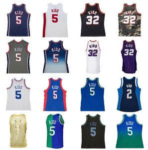 Gestikte basketbalshirts Jason Kidd #5 1994-95 99-00 06-07 mesh hardhout klassieke retro jersey heren dames jeugd S-6XL