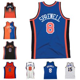 Gestikte basketbalshirts #8 Latrell Sprewell 1998-99 03-04 mesh hardhout klassieke retro jersey heren dames jeugd S-6XL