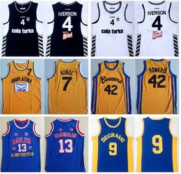 Gestikte college filmbasketbal 4 Allen Iverson Jersey Besiktas Cola Turka 42 Scott Howard 9 Jimmy Brooks 13 Wilt Chamberlain 7 Toni Kukoc Borduursel