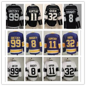 Mens Reverse Retro Ice Hockey 11 Anze Kopitar Jersey 8 Drew Doughty Jersey 32 Jonathan Snel 99 Wayne Gretzky Leeg Wit Zwart Paars